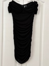 Off Shoulder BodyCon Ruched Dress Medium Black Goth Witchy Whimsygoth Dark Fairy