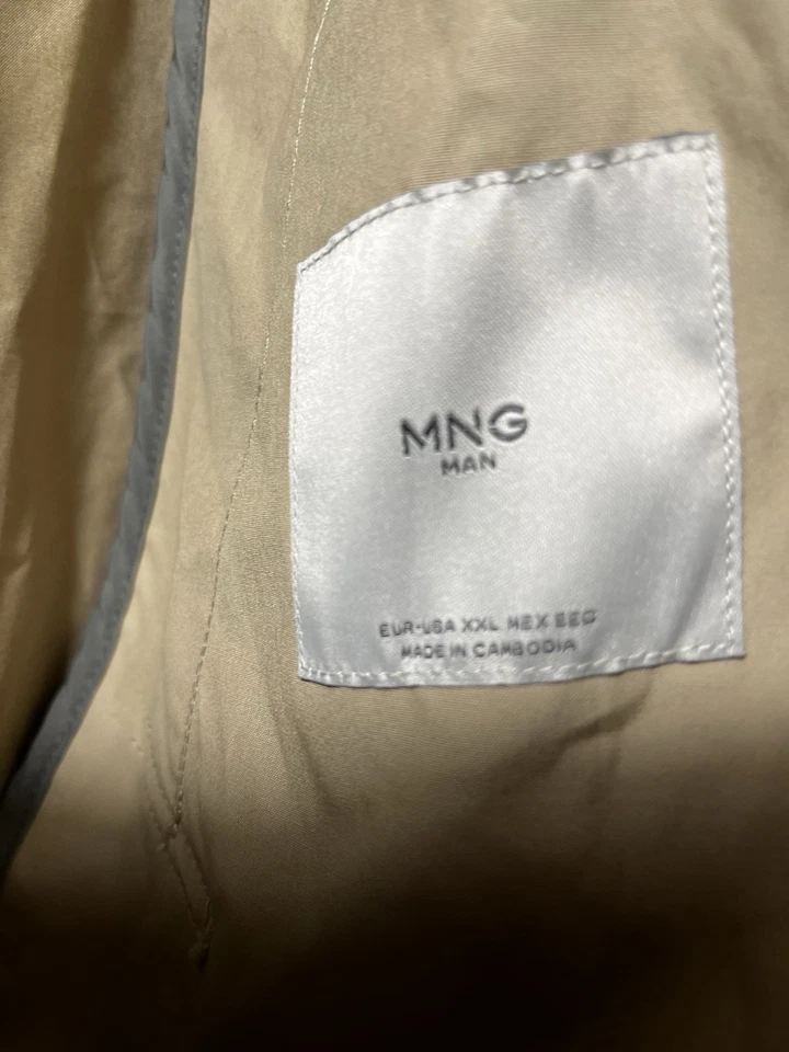 Gabardina Mango Hombre XXL Repelente al Agua Tela Algodón Sostenible Tostado Foto 3 de 4
