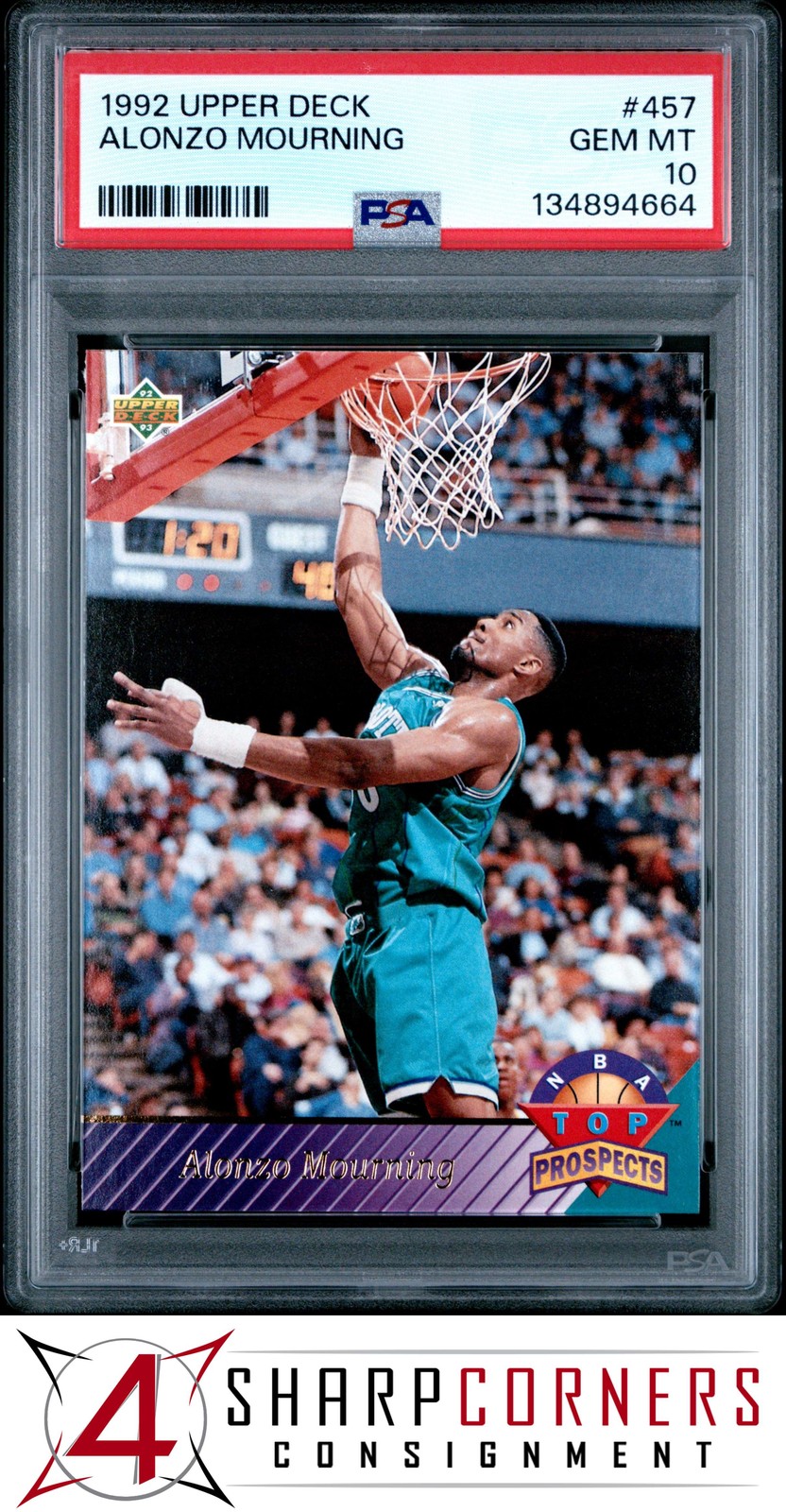 1992 UPPER DECK #457 ALONZO MOURNING RC HOF PSA 10