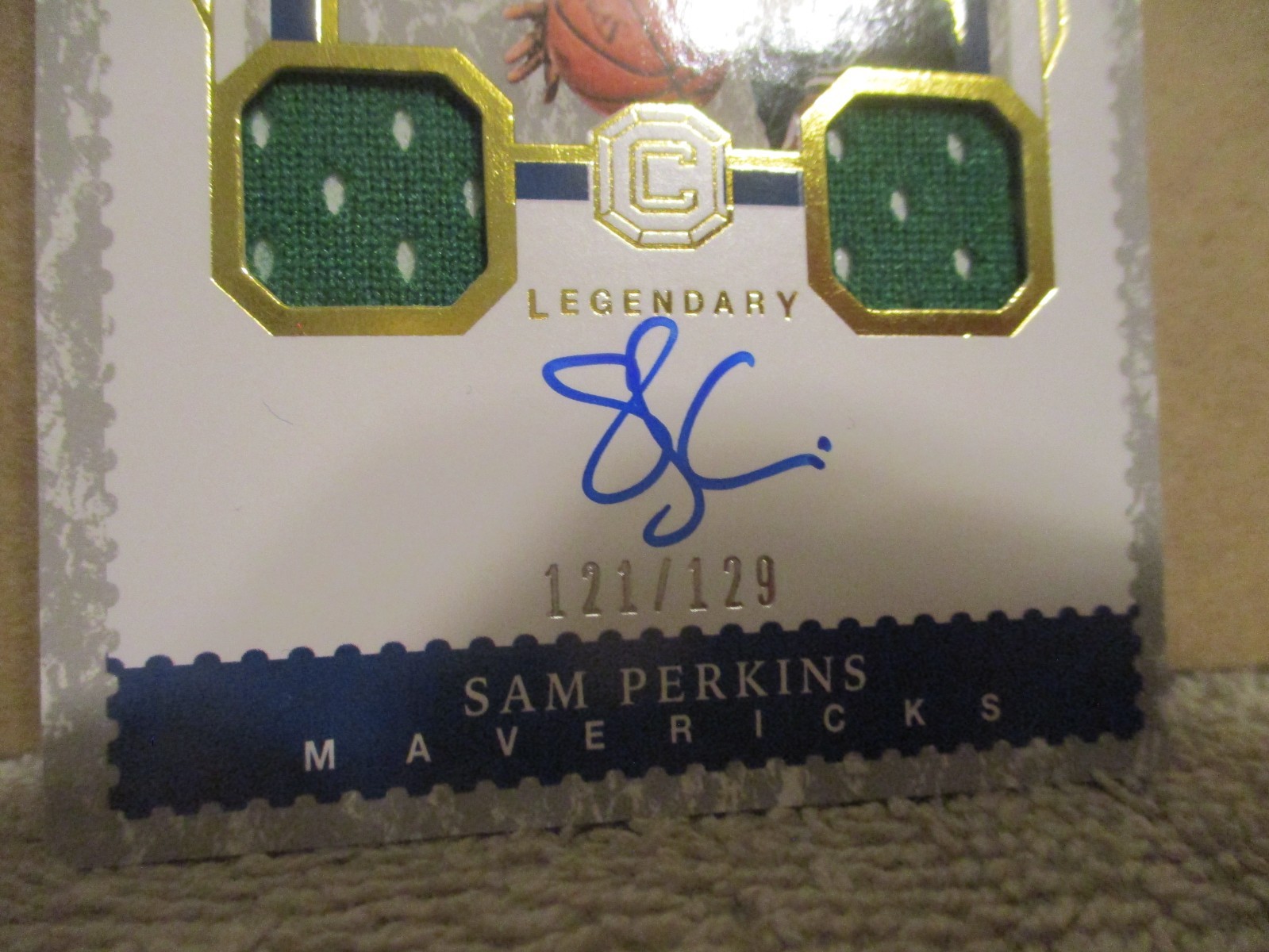 2017-18 CORNERSTONES LEGENDARY SAM PERKINS #LS-SPK QUAD PATCH AUTO 121/129 MAVS view 7