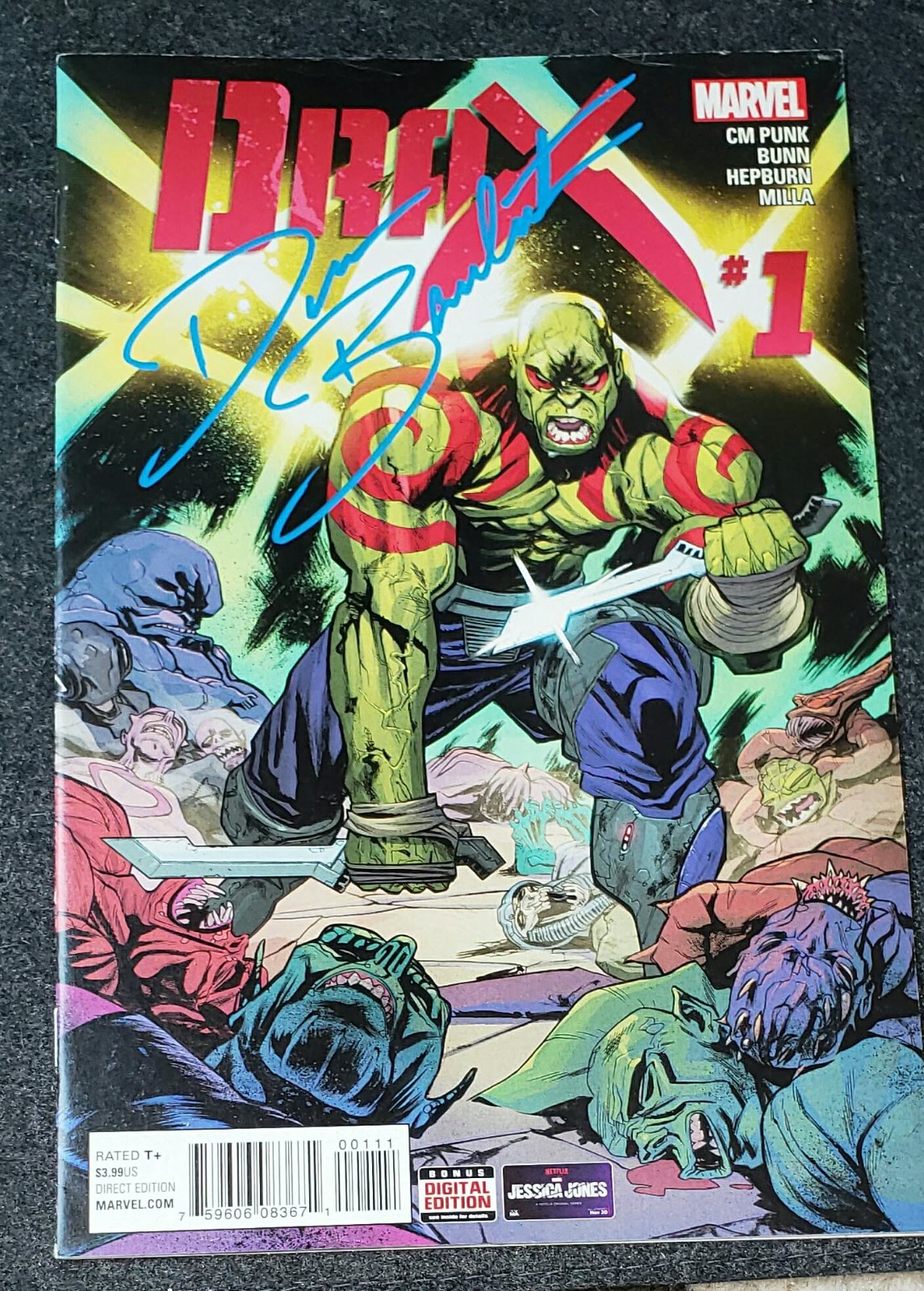 dave bautista - BATISTA - signed marvel DRAX #1 comic book     wwe, wcw
