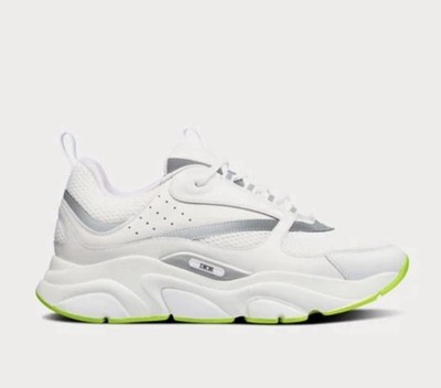 Dior B22 White Reflective Neon Yellow Sneakers EU 45 US 12 New With Box