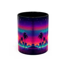 Mug, Digital Sunset Graphic Coffee Cup, Tea Mug, Kitchen Decor, Unique Gift,