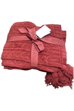 Barefoot Dreams Cozy Chic 45x60 Cable Blanket with Tassels Crimson