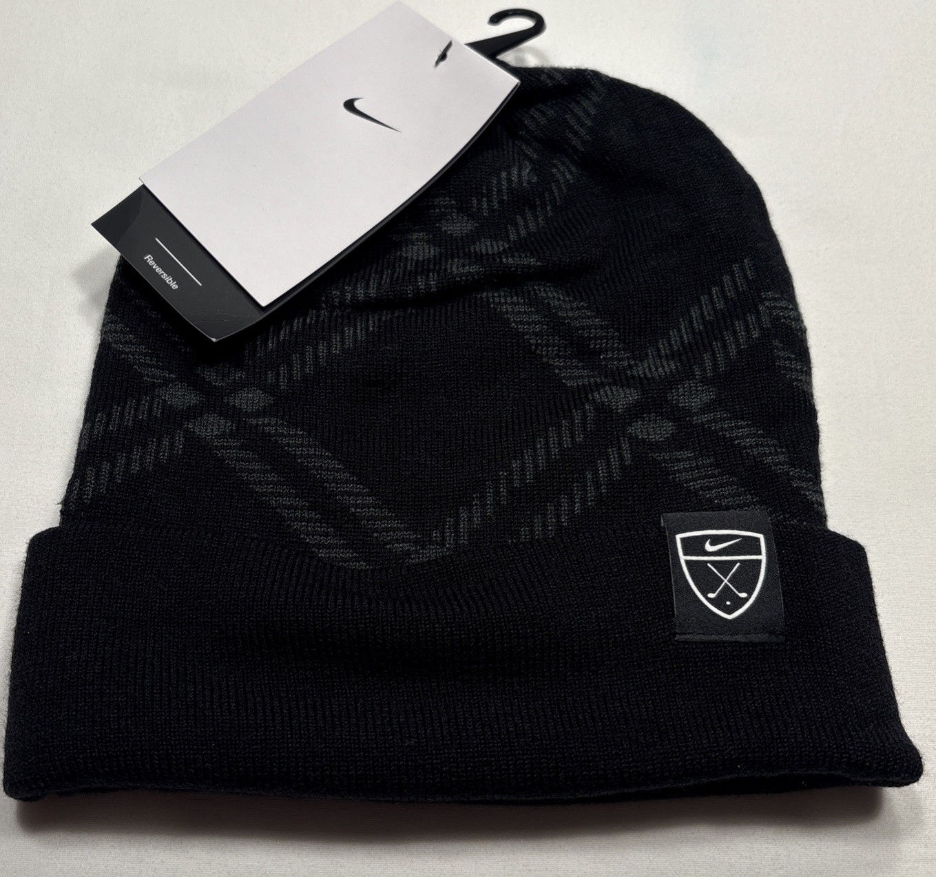 Cuffed Knit Beanie Winter Hat Reversible Black Grey Da3364-0