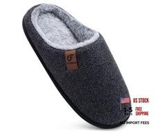 Womens Cozy Memory Foam Scuff Slippers Ladies Fuzzy Warm 8 Wide Pure Black