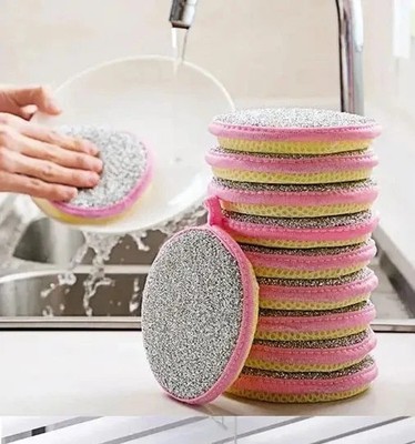 10pcs Double-Sided Scouring Pads Dish Pan Washing Sponge Kitchen Cleaning Tool