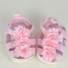 First Steps Baby Girl Pink Sandals Size 0 to 3mths Cloth Hook and loop
