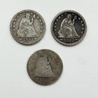 (LOT OF 3) 1853-P 25c Seated Liberty Quarter Dollar Silver Arrows Rays Coin