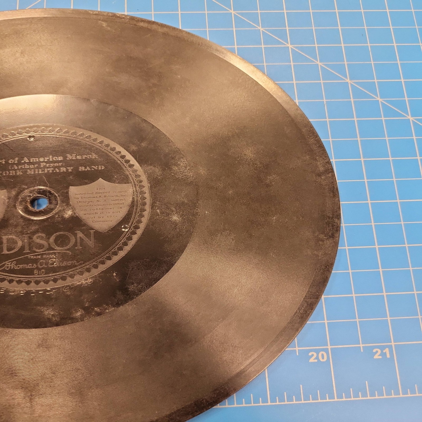 Edison Record Battle Marne Descriptive New York Military Band Vintage Disc