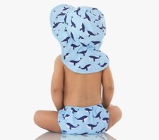 NWT Pottery Barn Kids Sun Hat 12-24M Blue Whale Print/Rugby Stripe Reversible