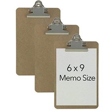 Memo Size 6'' x 9'' Clipboards Standard Clip Hardboard Pack of 3  Pen Not I...