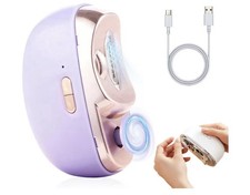 Electric Nail Clippers w/light, 2 In 1 Polishing Trimmer For Baby Adult PURPLE 
