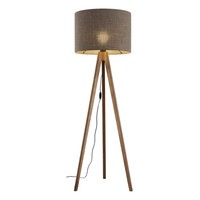 Stehleuchte Stehlampe Dreibein 145 Cm Klein E27 Stoff Holz Braun Wohnzimmer