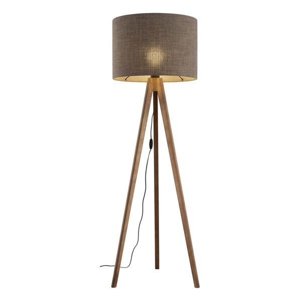 Stehleuchte Stehlampe Dreibein 145 Cm Klein E27 Stoff Holz Braun Wohnzimmer-image