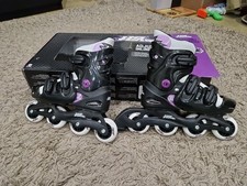 No Fear Inline Skates Roller Blade Black/Purple Adjustable Size UK 5-8, good