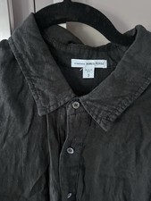 John Varvatos Men  s Size 3 100 Linen Summer Button Down Shirt Black