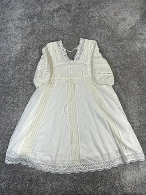 Eri + Ali Dress Womens Xs White Cotton Blouson New