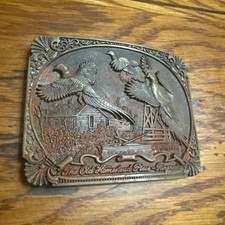 Brass Ringneck Pheasant Wildlife Art Hunting Hunter Nos Vintage Belt Buckle