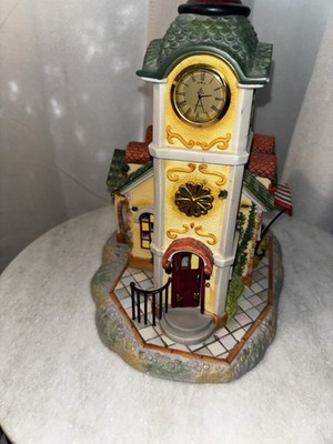 Partylite Porcelain Ole World Village Clock Tower Christmas Village Decor