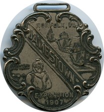 1907 Norfolk, Virginia VA Jamestown Exposition Captain John Smith Watch Fob