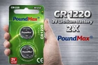 2 X PoundMax CR1220 3 VOLT LITHIUM BUTTON CELL BATTERIES