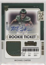 2021 Panini Contenders Rookie Ticket Swatches Michael Carter #RTS-MCA Auto 0s55