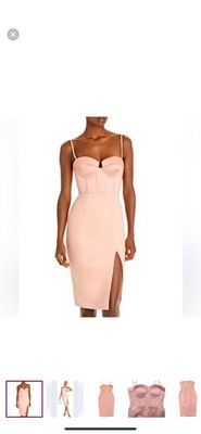 Lavish Alice Pleated Corset Midi Dress Peach Size 4 NWT Wedding Guest Cocktail