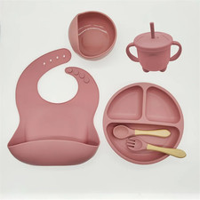 Children'S Dishes Set Baby Silicone 6/8-Piece Tableware Set Suction Cups Forks S