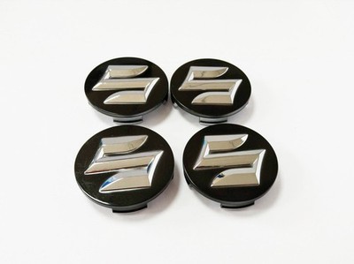 SUZUKI 4x 54mm Schwarz Felgendeckel Emblem Radmitte Nabenkappen