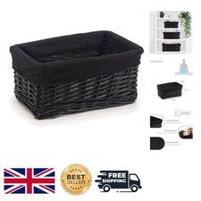 Elegant Handwoven Wicker Storage Basket with Liner - Multi-Purpose Black Charm