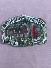 Vintage 1984 American Farmers Feed The World Belt Buckle Serial H1450 USA