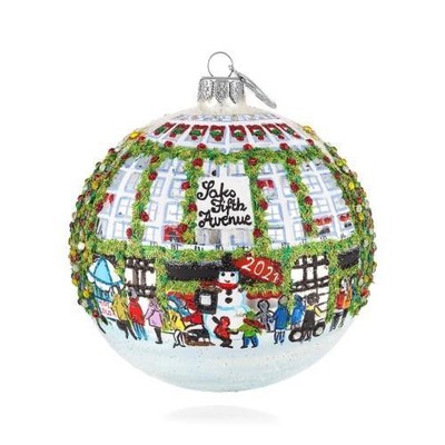 NEW Michael Storrings 2021 Saks Fifth Avenue Storefront Glass CHRISTMAS ORNAMENT