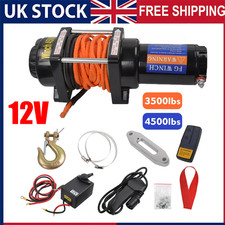 Electric Car Winch 12V 4500lb/3500lb with Synthetic Rope Wireless Remote Control