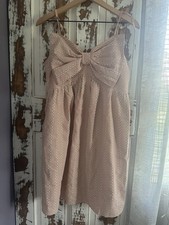 Pink White Striped Sundress, Spaghetti Straps, Bow Accent, Sweetheart Neckline