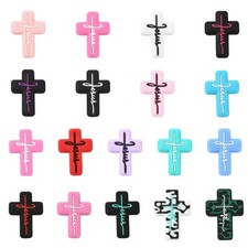 18Pcs Cross Silicone Focal Beads Spacer Beads for Bracelets Pen Keychain Making