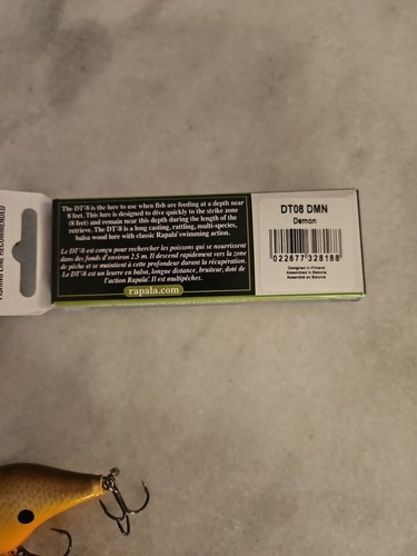 Bajo Rapala DT 8 Bandido Pintado Personalizado Caqui Marrón Escalas Balsa Crankbait DT-8 - Imagen 9 de 9