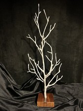 STUNNING Solid Metal Manzanita Tree Sculpture Wood Base Jewelry Tree 29.25  Tall
