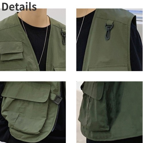 Unisex Hombres Chaleco de Carga Multi Bolsillos Chaleco Chaqueta Sin Mangas Cuello en V Chaleco - Imagen 5 de 22