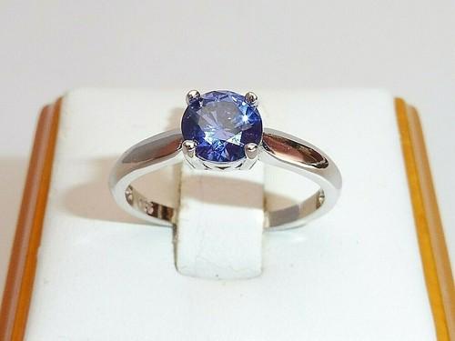Ladies Sterling 925 Fine Silver Brilliant Cut 0.75 Ct Tanzanite Solitaire Ring - Picture 3 of 11