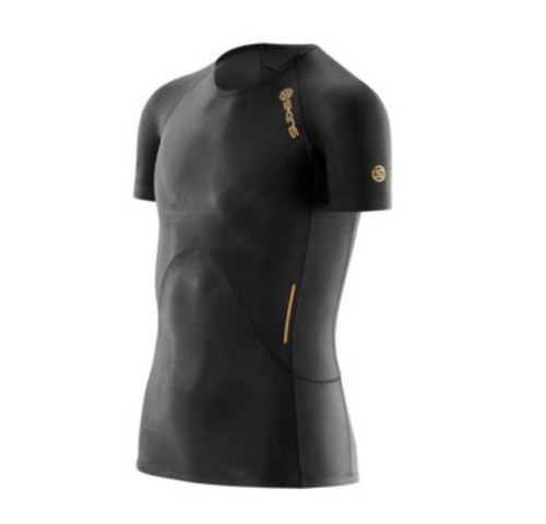 SKINS A400 YOUTH COMPRESSION SHORT SLEEVE TOP - BLACK/GOLD HOT BARGAIN - Picture 2 of 4