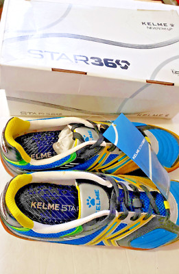 KELME Indoor Soccer Michelin Men Lether SZ:US 6.5 Turqoise-Yell-BLk BrdNew-W/Box
