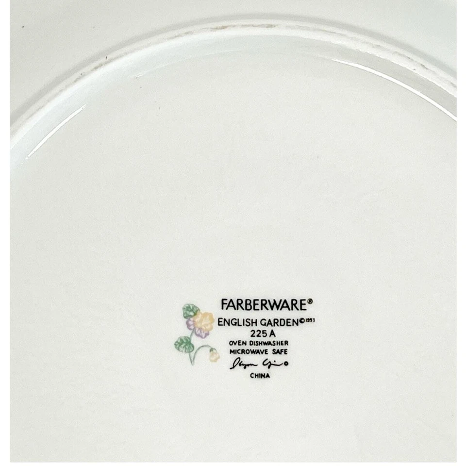Farberware Platter English Garden 12" Chop Plate Floral Rim White 225A Vintage - Image 2 of 4