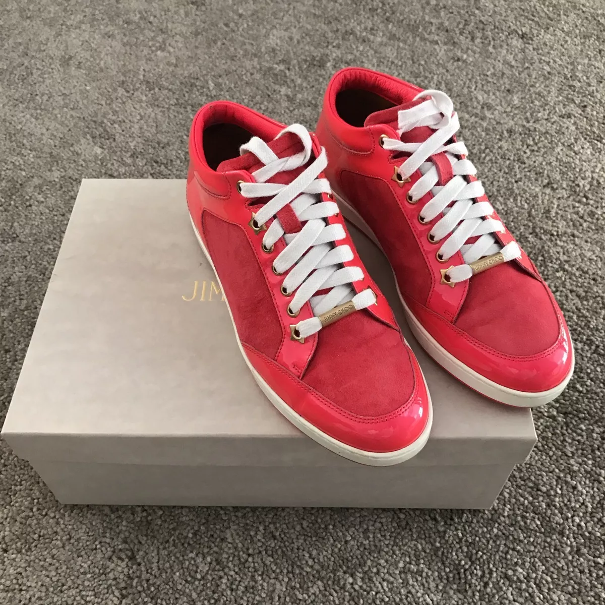 Red jimmy choo trainers clearance