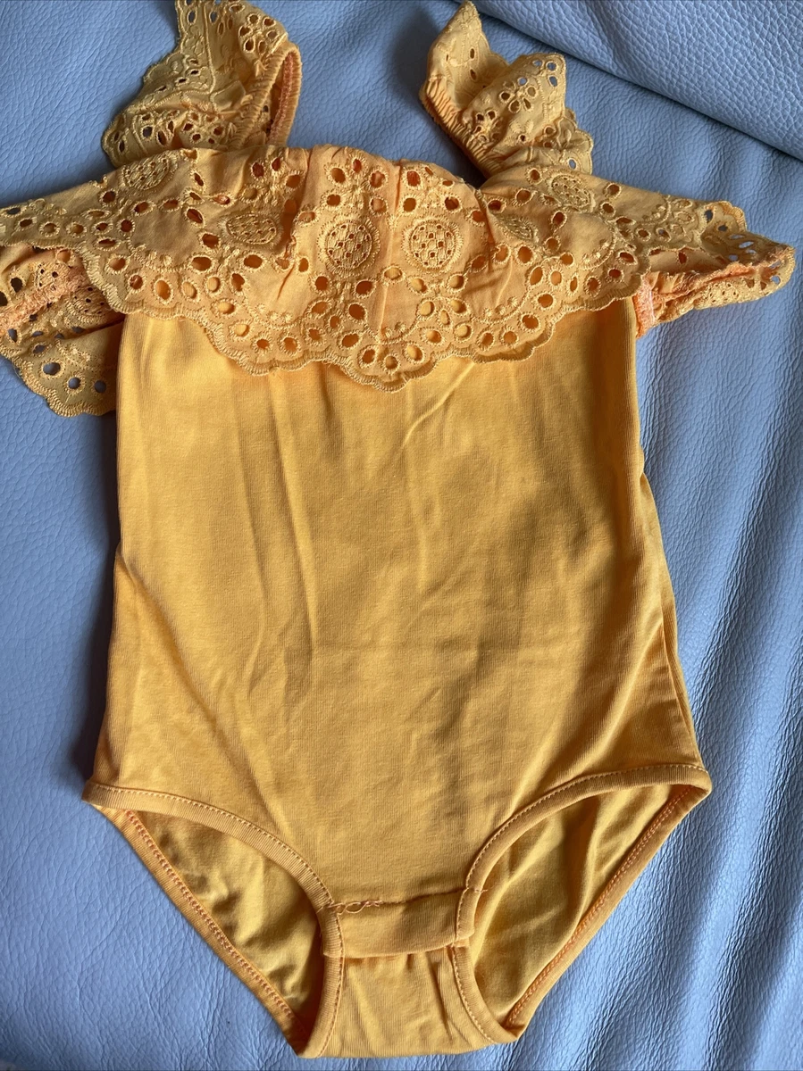 Zara kids girl orange cotton bodysuits,ruffle,size 6,116 cm,fits