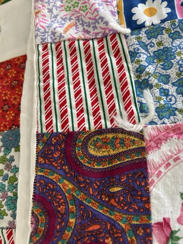 Vintage Multicolor Patchwork Handmade Hand Pieced 80" x 43" - Picture 7 of 7