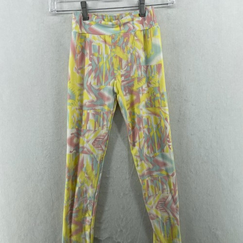 Lularoe Leggings Girls L/XL Yellow Red Art Tie Dye Wide Waistband Pullon Stretch - Picture 6 of 10