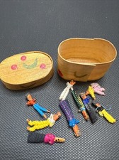 Vintage Guatemalan Worry Dolls Miniature w/ Original Box Hand Crafted