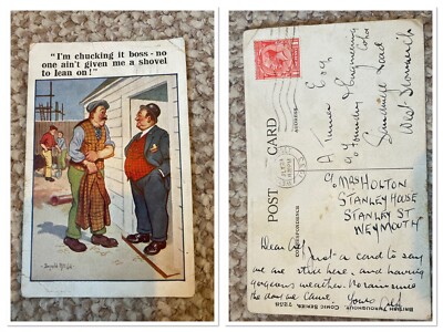 1933 Donald McGill Comic Postkarte mit George V One Penny Briefmarke
