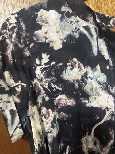 Simply Vera Wang Purple Gray Tie Waist Floral Abstract Dress Size Large - Picture 6 of 6